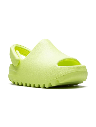 Adidas Originals Yeezy "glow Green" Slides In Green