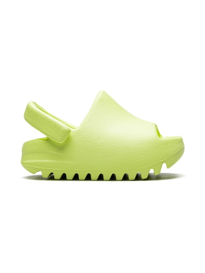Adidas Originals Yeezy "glow Green" Slides In Green