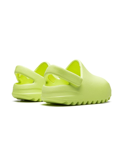 Adidas Originals Yeezy "glow Green" Slides In Green
