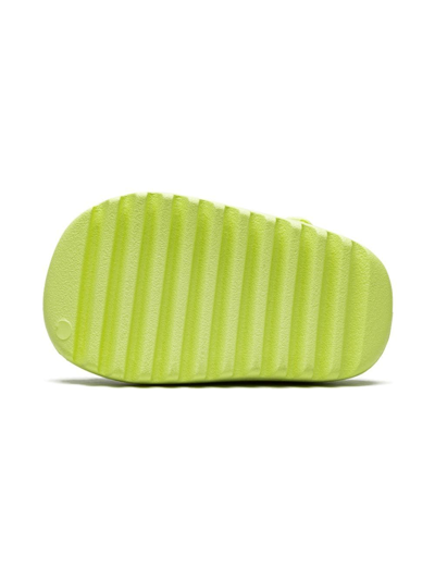 Shop Adidas Originals Yeezy "glow Green" Slides