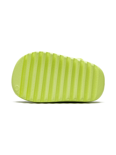Adidas Originals Yeezy "glow Green" Slides In Green