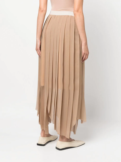 Shop Peserico Pleated Asymmetric Skirt In Neutrals