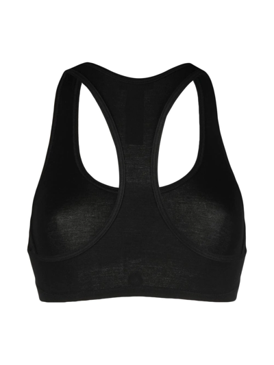 Dsquared2 Stretch Cotton Sport Bra With Logoed Bands In Black