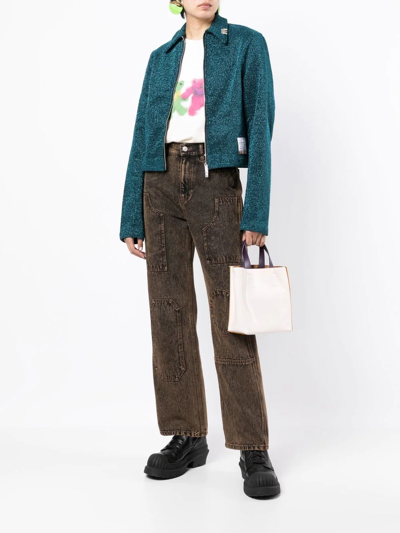 Miharayasuhiro Logo-patch Zip-up Shirt Jacket In Blue