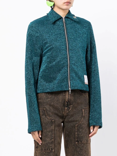 Miharayasuhiro Logo-patch Zip-up Shirt Jacket In Blue
