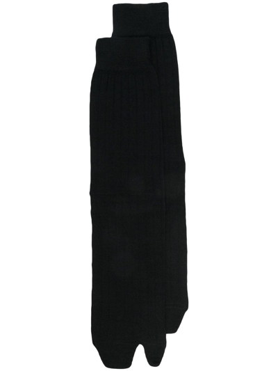 Shop Maison Margiela Tabi Knee-high Socks In Black