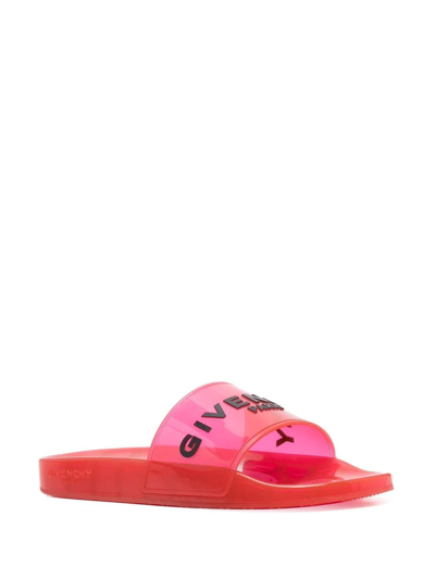 Shop Givenchy Logo-print Slides In Red