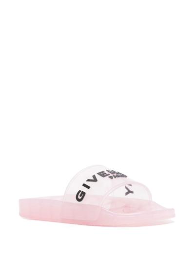 Shop Givenchy Logo-print Slides In Pink