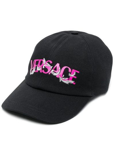 Shop Versace Logo-print Detail Baseball Cap In Black