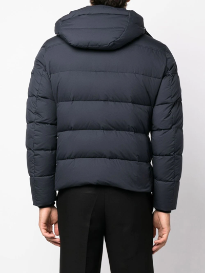 Moorer Short Down Jacket With Hood In Blue