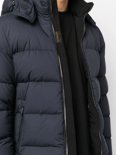 Moorer Short Down Jacket With Hood In Blue
