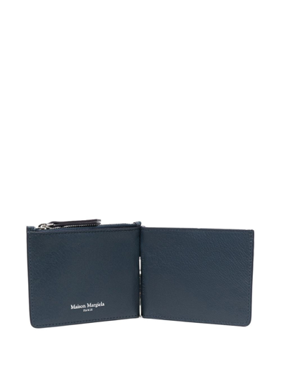 Shop Maison Margiela Four-stitch Leather Wallet In Blue