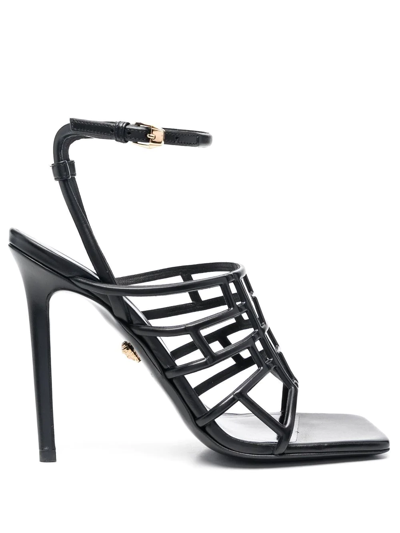 Shop Versace Cut-out Detail 120mm Sandals In Black