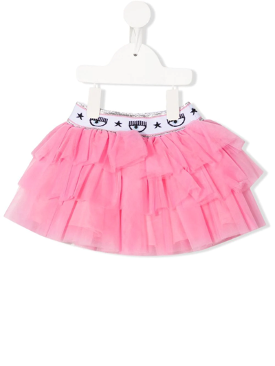 Shop Chiara Ferragni Tiered Cotton Tulle Tutu Skirt In Pink