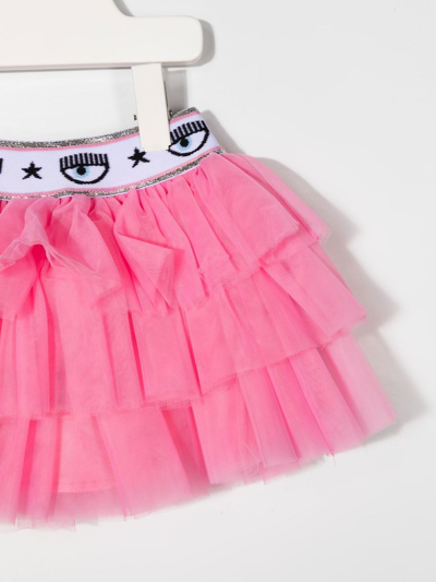 Shop Chiara Ferragni Tiered Cotton Tulle Tutu Skirt In Pink