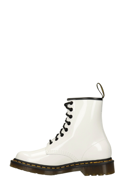 Shop Dr. Martens' 1460 Combat Boots In White Patent Leather