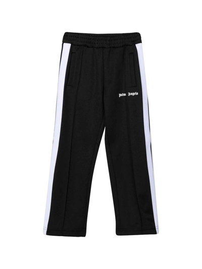 Shop Palm Angels Boy Sports Trousers With Contrasting Side Inserts In Nero