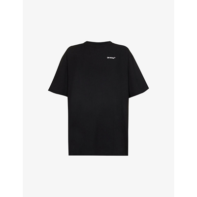 Shop Off-white Outline Arrow Graphic-print Oversized-fit Cotton-jersey T-shirt In Black White