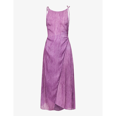 Shop Acne Studios Dayla Side-slit Silk Midi Dress In Violet Purple