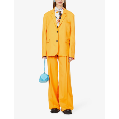 Shop Brøgger Single-breasted Notch-lapel Oversized Wool-blend Blazer In Clementine Orange