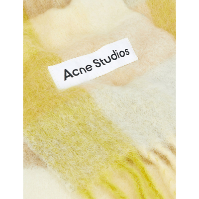 Shop Acne Studios Vally Wool-blend Scarf In Pastel Yellow Beige