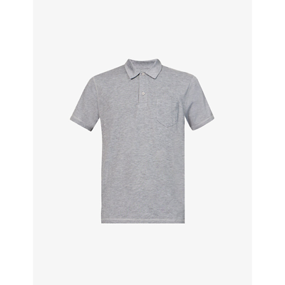 Shop Sunspel Active Woven-piqué Polo Shirt In Grey Melange