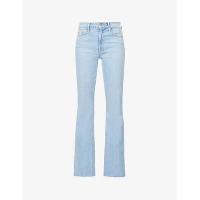 Shop Mother The Weekender Fray Flared Mid-rise Stretch-denim Jeans In Mentally Elsewhere