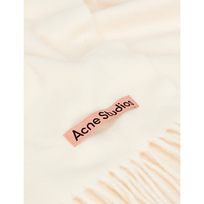 Shop Acne Studios Women's Warm White Canada New Fringed Wool Scarf