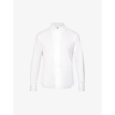 Shop Corneliani Regular-fit Spread-collar Cotton-jersey Shirt In White