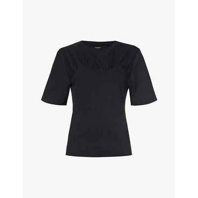 Shop Isabel Marant Women's Black Zazie Corset Cotton-jersey T-shirt
