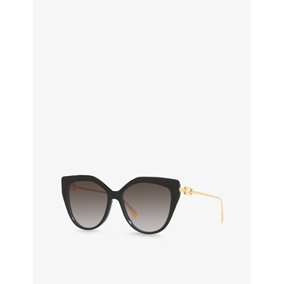 Shop Fendi Women's Grey Fe40011u Cat-eye Acetate And Metal Sunglasses