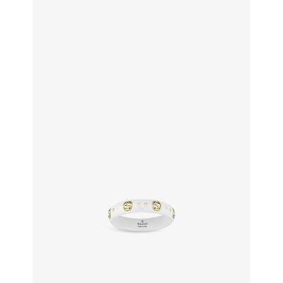 Shop Gucci Icon Corundum And 18ct Yellow-gold Ring In White