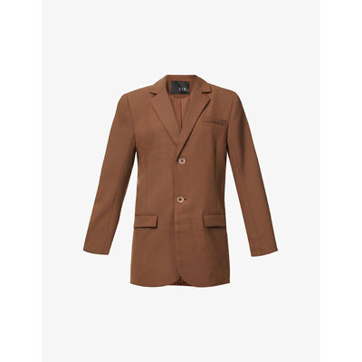 Shop Sir Adrian Padded-shoulder Single-breasted Woven Blazer In Chocolat