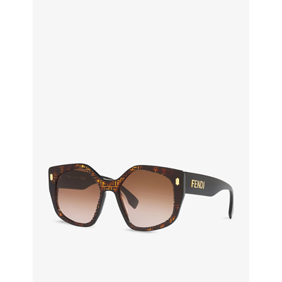 Shop Fendi Women's Brown Fn000584 Monogram Cat-eye Acetate Sunglasses