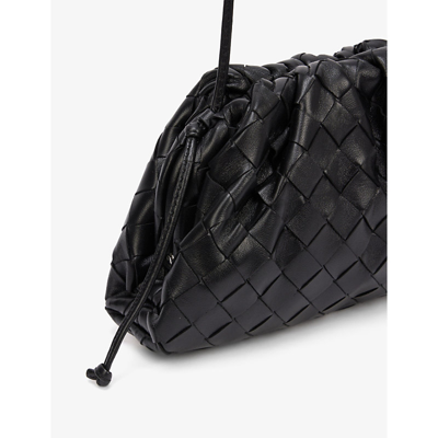 Shop Bottega Veneta Womens Black Silver The Pouch Small Intrecciato Leather Clutch Bag