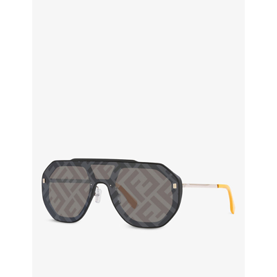 Shop Fendi Women's Black Fn000575 Monogram Aviator-frame Acetate Sunglasses