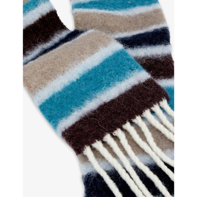Shop Acne Studios Vesuvio Striped Wool-blend Scarf In Blue/brown