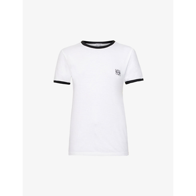 Shop Loewe Women's White Anagram-embroidered Cotton-jersey T-shirt