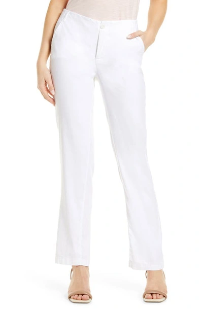 Shop Nydj Marilyn Linen Blend Trousers In White