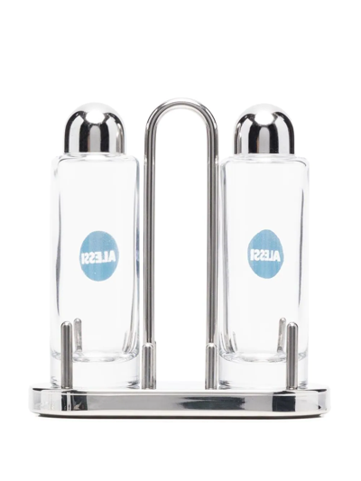 Shop Alessi Glass Condiment Set In White