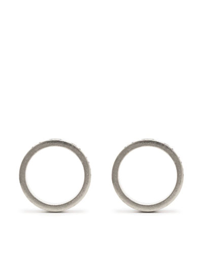 Shop Maison Margiela Numerical Engraved Hoop Earrings In Silver