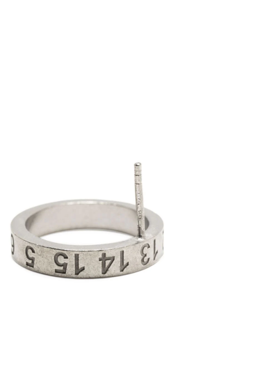 Shop Maison Margiela Numerical Engraved Hoop Earrings In Silver