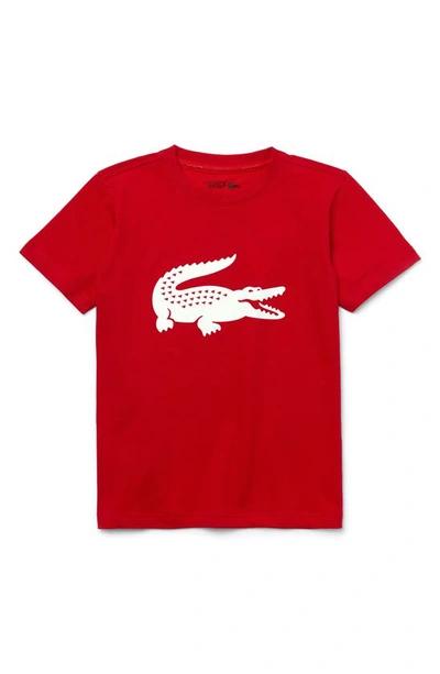 Shop Lacoste Croc Graphic T-shirt In Red/ White