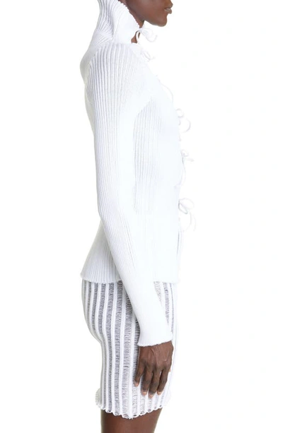 Shop A. Roege Hove Emma Ribbed Cotton Blend Cardigan In Optic White