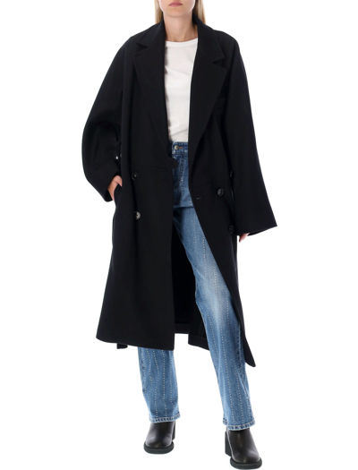 Shop Stella Mccartney Wool Trench Coat In Black