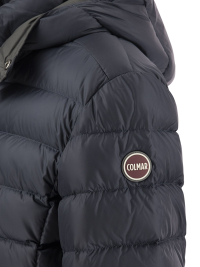 Shop Colmar E-concrete - Down Jacket With Detachable Hood In Marine Blue