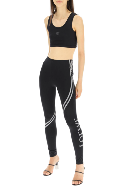 Shop Loewe Logo Sports Leggings In Black,grey