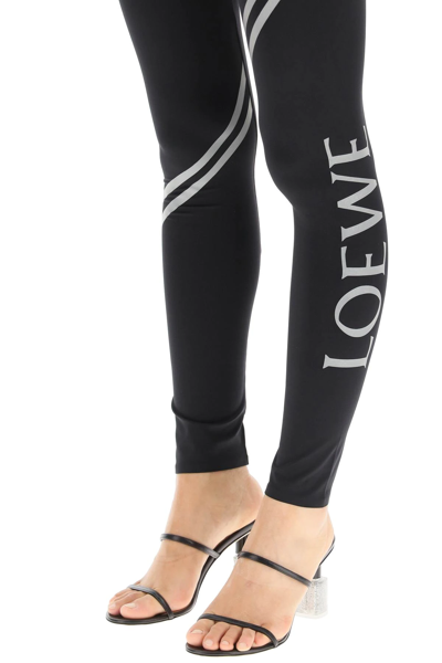 Shop Loewe Logo Sports Leggings In Black,grey