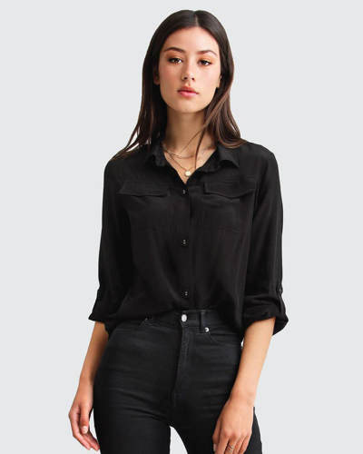 Shop Belle & Bloom Eclipse Rolled Sleeve Blouse In Black