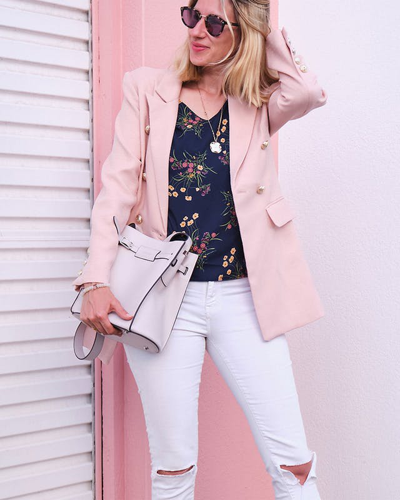 Shop Belle & Bloom Princess Polina Textured Weave Blazer In Pink